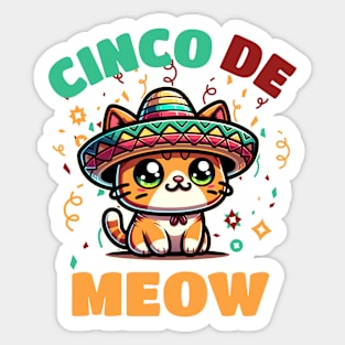 Cinco De Meow Cat Lover Sticker